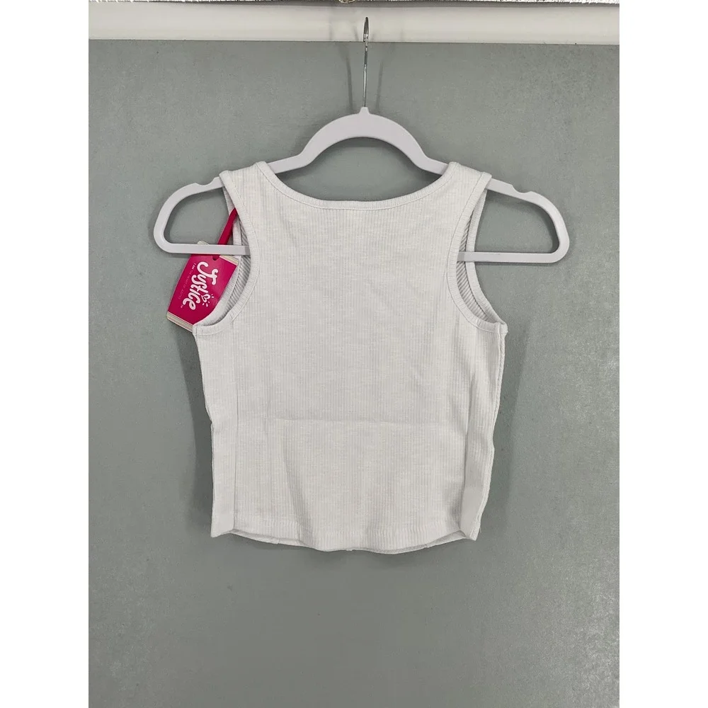 Justice Girls Tank Top Ribbed Base Layer White Size M 10